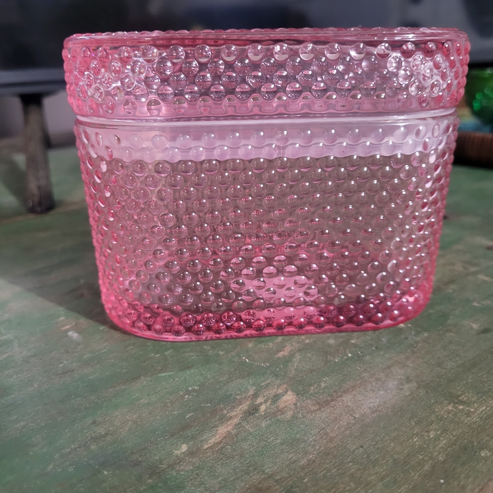 Pink Textured Glass Container